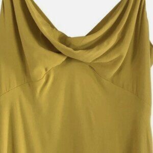 NWT Loft Slip Dress Yellow Midi Cowl Neck Spaghetti Straps Size 8 Flutter Hem
